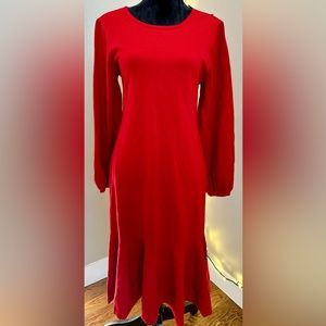 J. Crew Cherry Red, Long Sleeve, Knit Dress Size Medium
